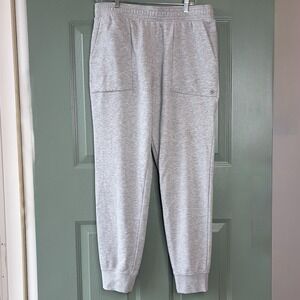 Gaiam Mens Heather Gray Fleece Lined Jogger Sweatpants Large Drawstring Cuffed